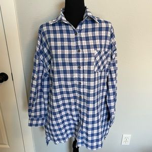 Oversized gingham blue button down dress/tunic